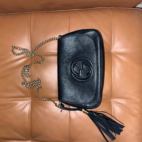 Gucci bag black with gold chain - crossbody style - Picture 6 of 6